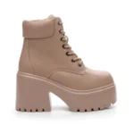 Smilegirl Bézs PU Női 8cm Csizma - khaki