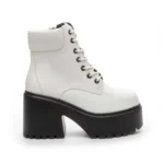 Smilegirl Bézs PU Női 8cm Csizma - White